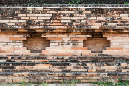 Pattern of Ancient Stain Brick Wall.