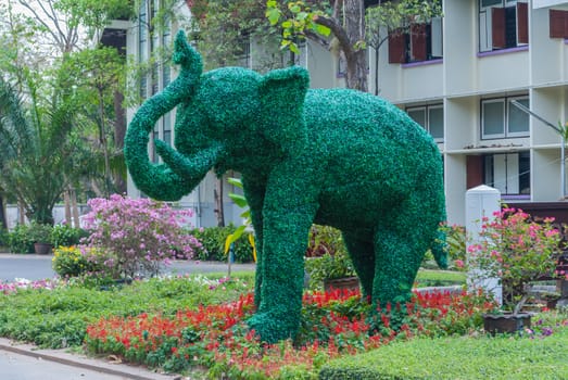 Green Artificial Elephant Shaped Plant.