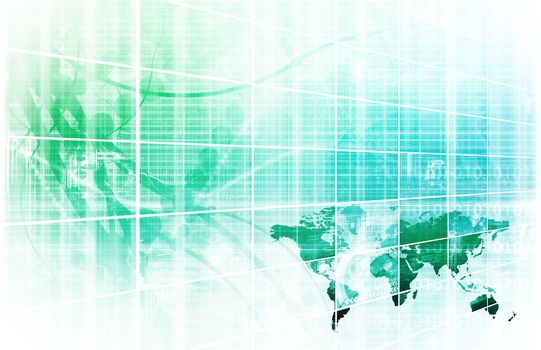 Business Technology Background with World Map Online