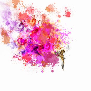 Background image with color fumes and splashes