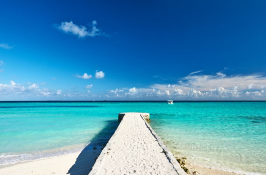 Beautiful beach with jetty at Maldives