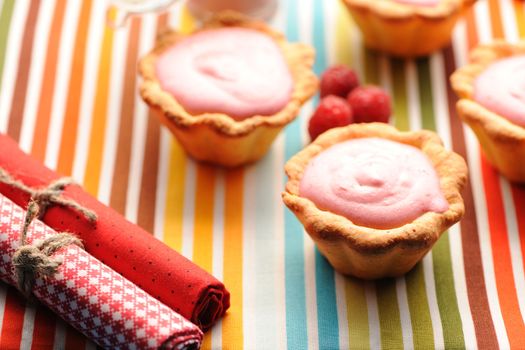 Cakes with raspberry yogurt dessert