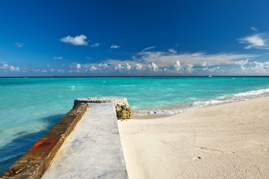 Beautiful beach with jetty at Maldives