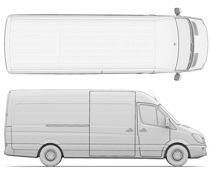 Sketch white van. Isolated render on a white background