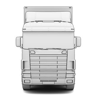 Sketch white truck. Isolated render on a white background