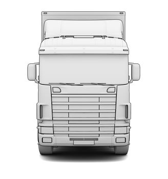 Sketch white truck. Isolated render on a white background