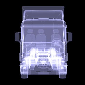 Big truck tractor. Isolated render of an X-ray