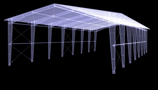 Sketch of industrial architecture. Isolated render of an X-ray