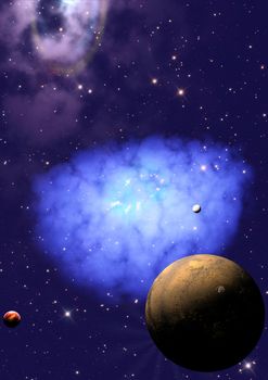 Far-out planets in a space against stars. "Elements of this image furnished by NASA".