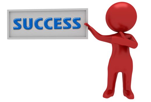 3d red character with success board