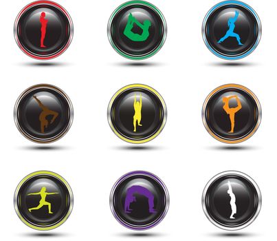 yoga moves on each button
