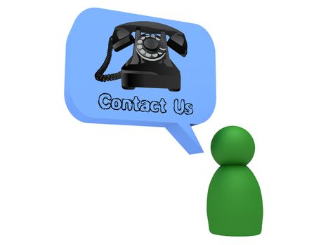 contact us bubble with green 3d character