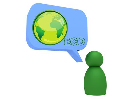 character thinking about eco earth in bubble