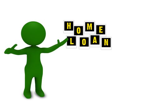 3d green character showing interest towards home loan
