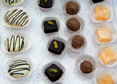 Assorted candies in the candy store