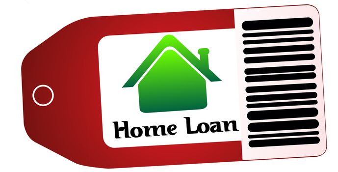 home loan text in red tag