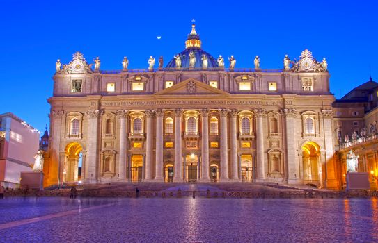 Vatican in night, Saint Peter Basilica Square