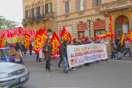 ROME, ITALY - MARCH 11: General strike in the transport sector on March 11, 2011 in Rome, Italy