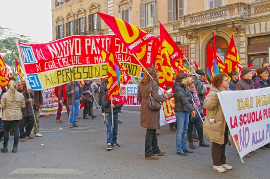 ROME, ITALY - MARCH 11: Public workers strike on March 11, 2011 in Rome, Italy