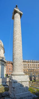 Traian column (Colonna Traiana) in Rome, Italy