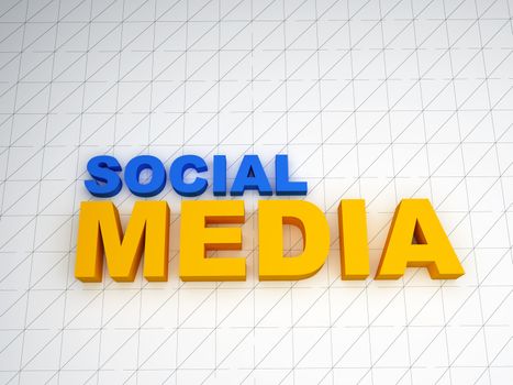 3d social media text on white background