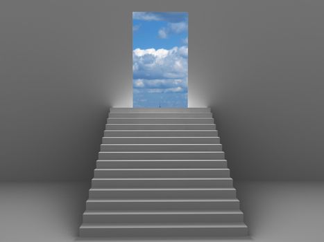 3d ladder going to sky for success