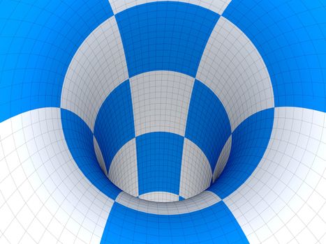 3d blue white checkers tunnel with wire