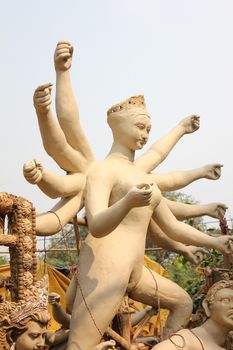at the time of making durga sculpture