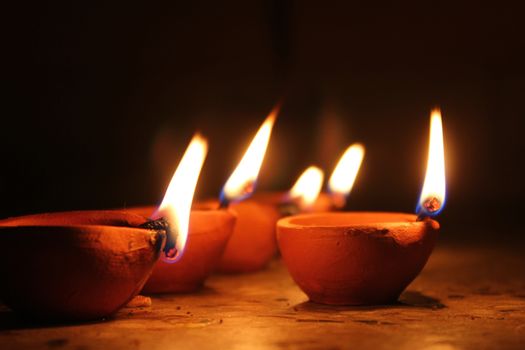 diwali festival oil lamps