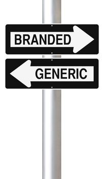 Modified one way street signs on Branded versus Generic products