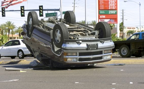 suv turened over in a road accident