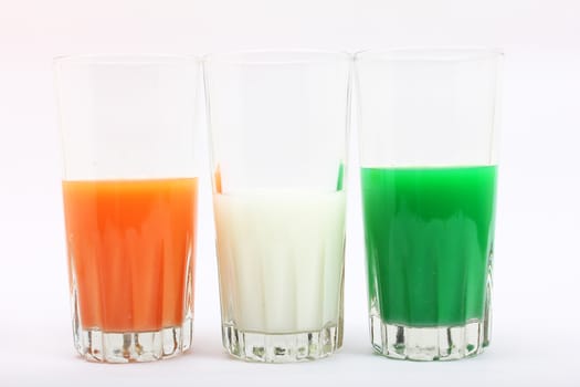 indian tricolor in three glasses