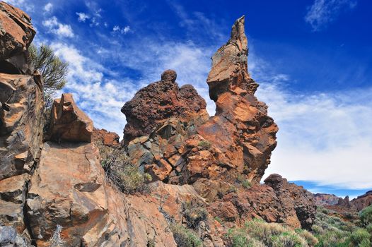 Rocky cliff of Teide National Park. Tenerife, Canary Islands