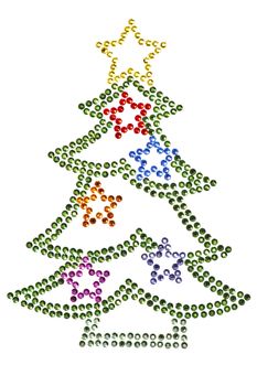 Christmas tree made of rhinestones over white