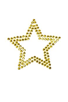 Star made of rhinestones yellow over white