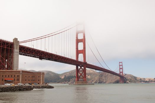 Fort Point is located at the southern side of the Golden Gate at the entrance to San Francisco Bay.