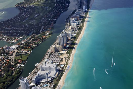 Miami coastline seen from high altitude