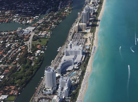Miami coastline seen from high altitude
