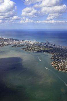 Miami coastline seen from high altitude