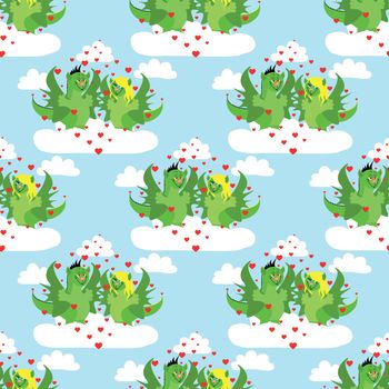 seamless pattern with pair love dragons