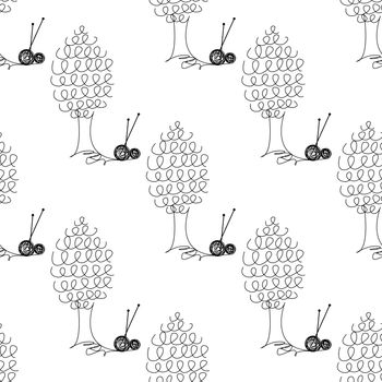 seamless pattern with tree is knitted