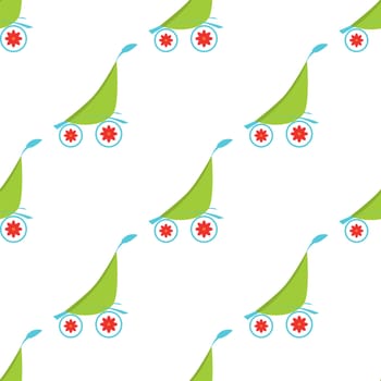 seamless pattern  with eco baby carriage