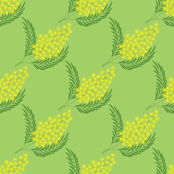 seamless pattern with yellow mimosa