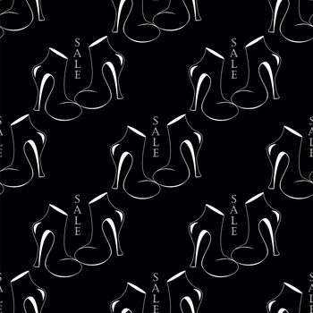black seamless pattern with boots on sale