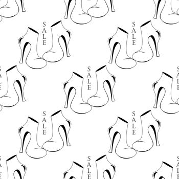 white seamless pattern with boots on sale
