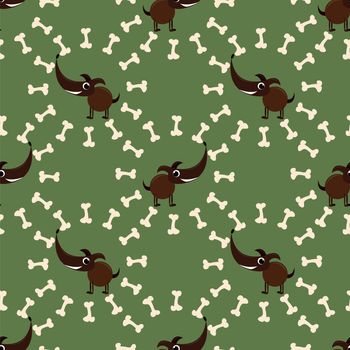 seamless pattern with dog with bone