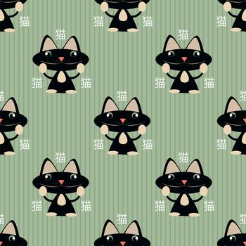 seamless pattern with Japanese cat