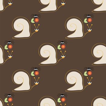 seamless pattern with snail and spider