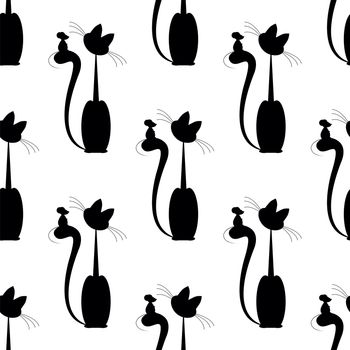 seamless pattern with Cat and  mouse two friends