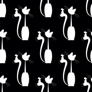 seamless pattern with Cat and  mouse two friends